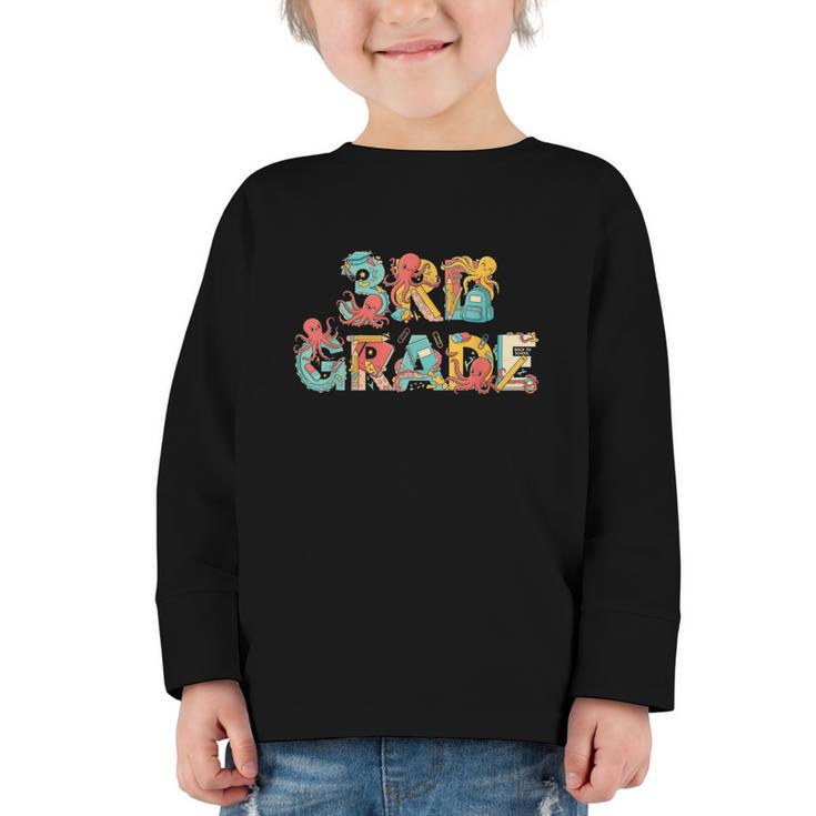 Octopus Third Grade Back To School Kids Boys Girls Graphic Toddler Long Sleeve Tee
