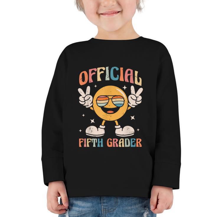 Official Fifth Grader 5th Grade Retro Back To School Kids Graphic Toddler Long Sleeve Tee