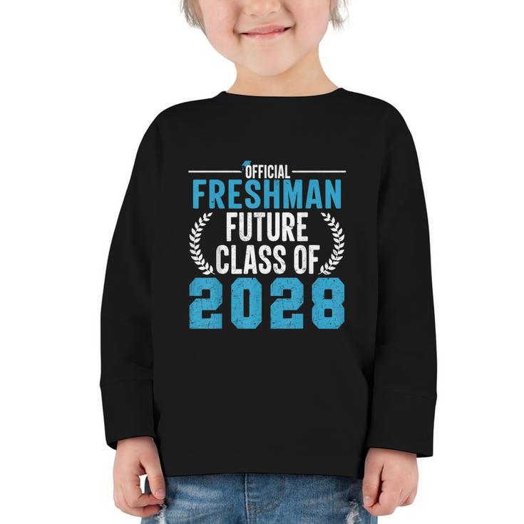 Official Freshman Future Class Of 2028 Back To School Graphic Toddler Long Sleeve Tee