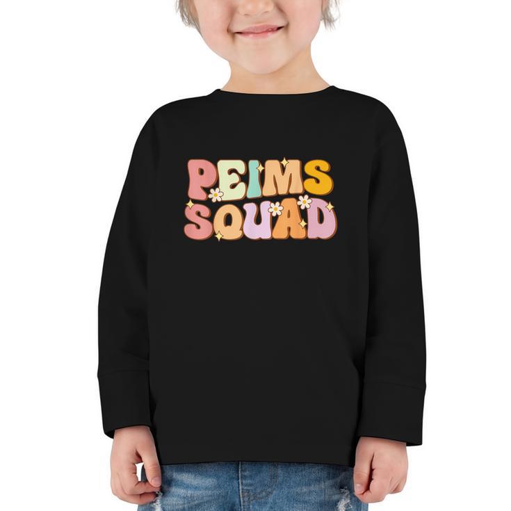 PEIMS Squad Groovy Back To School Women Appreciation Graphic Toddler Long Sleeve Tee