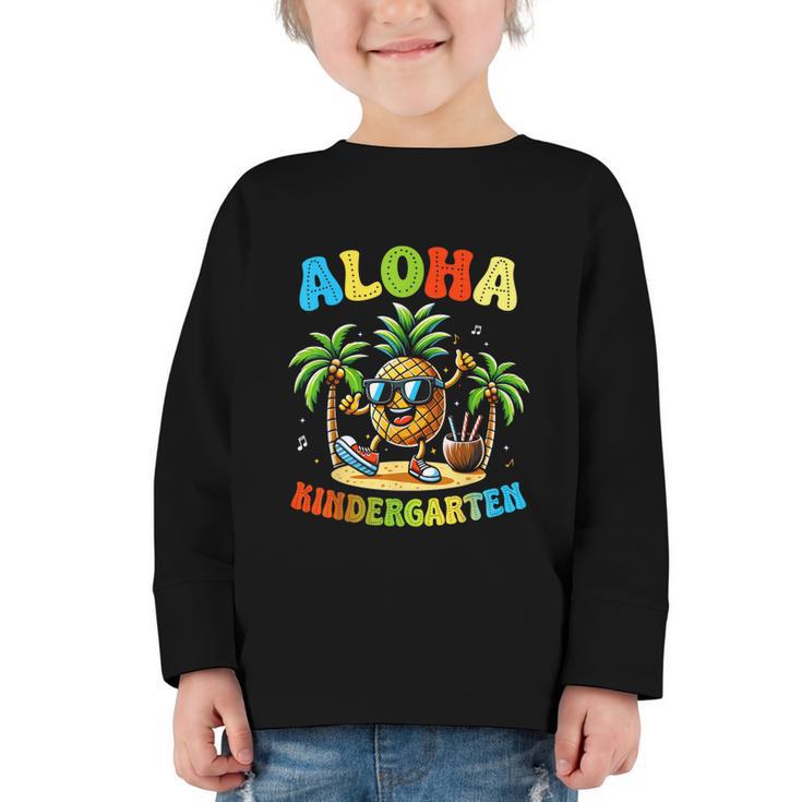 Pinapple Beach Back To School Day Aloha Kindergarten Graphic Toddler Long Sleeve Tee