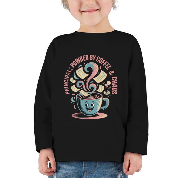 Powered By Coffee Principal Appreciation Back To School Graphic Toddler Long Sleeve Tee