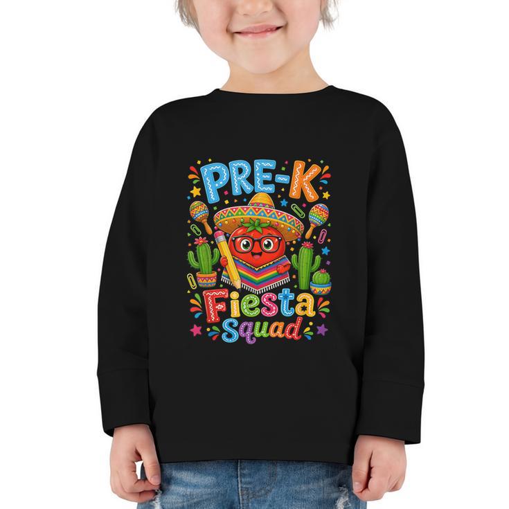 Pre-K Fiesta Squad Cute Tomato Back To School Party Graphic Toddler Long Sleeve Tee