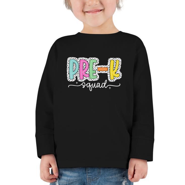 Pre-k Squad Back To School Dalmatian Dots Graphic Toddler Long Sleeve Tee