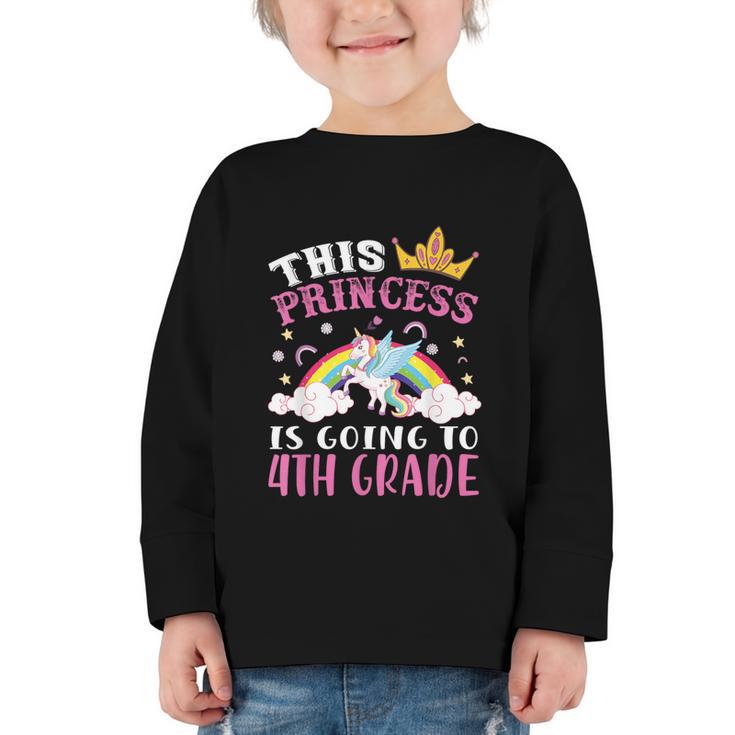 Princess Going To 4th Grade Tee For Girls Back To School Graphic Toddler Long Sleeve Tee