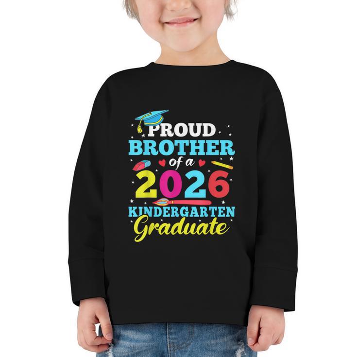 Proud Brother Of 2026 Kindergarten Graduate Back To School Graphic Toddler Long Sleeve Tee
