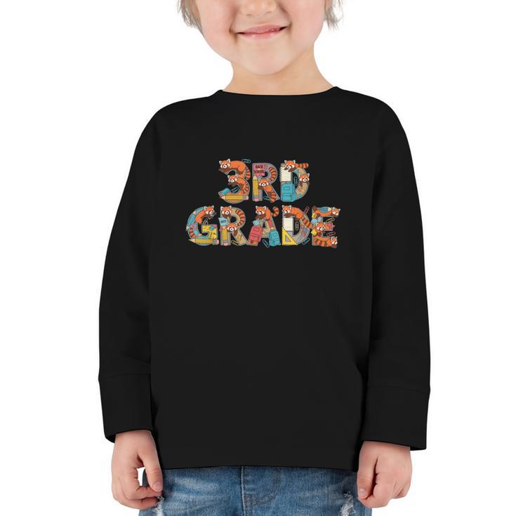 Red Panda Third Grade Back To School Kids Boys Girls Graphic Toddler Long Sleeve Tee