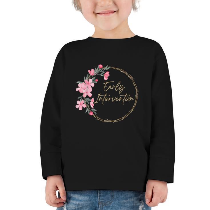 Retro Floral Early Intervention Specialist Back To School Graphic Toddler Long Sleeve Tee