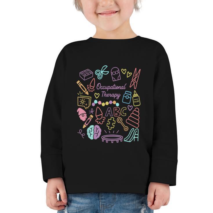 Retro Occupational Therapy Doodle Back To School Costume Graphic Toddler Long Sleeve Tee