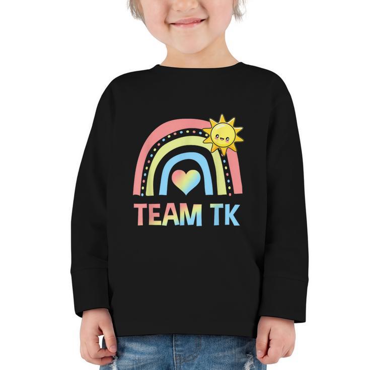 Retro Team TK Back To School Transitional Kindergarten Graphic Toddler Long Sleeve Tee