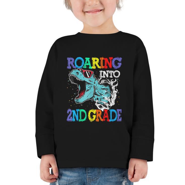 Roaring Into 2Nd Grade DinosaurRex Back To School Graphic Toddler Long Sleeve Tee