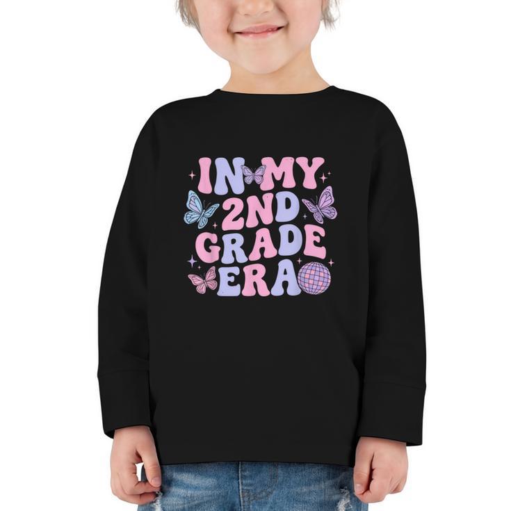 In My Second 2nd Grade Era Groovy Back To School Students Graphic Toddler Long Sleeve Tee