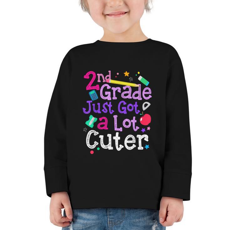 Second Grade Just Got Cuter Cute 2nd Grade Back To School Graphic Toddler Long Sleeve Tee