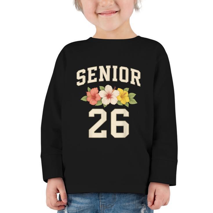 Senior Class Of 2026 Hibiscus Floral Girls Back To School Graphic Toddler Long Sleeve Tee