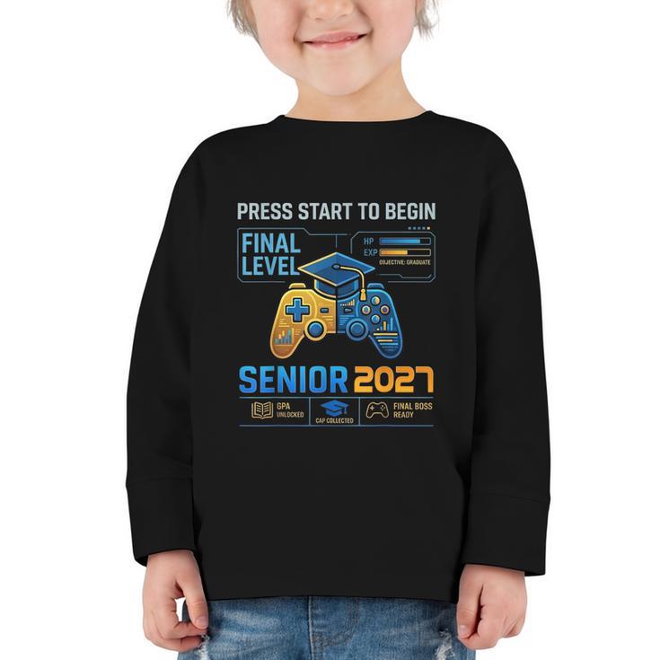 Senior Class Of 2027 Back To School Gamer Boys Senior 2027 Graphic Toddler Long Sleeve Tee