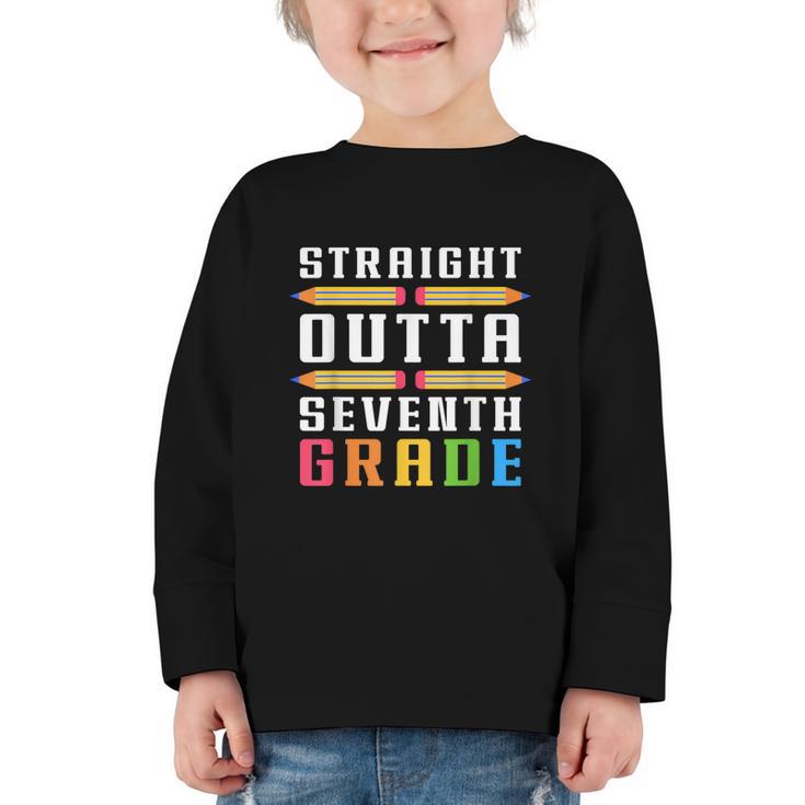Straight Outta Seventh Grade Graduation Fun Back To School Graphic Toddler Long Sleeve Tee