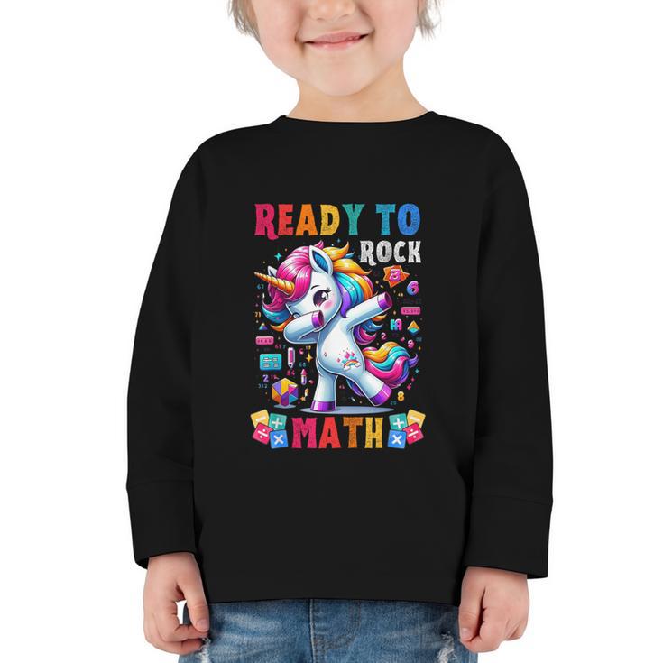 Student Back To School Math Squad Kids Girls Smarter Unicorn Graphic Toddler Long Sleeve Tee