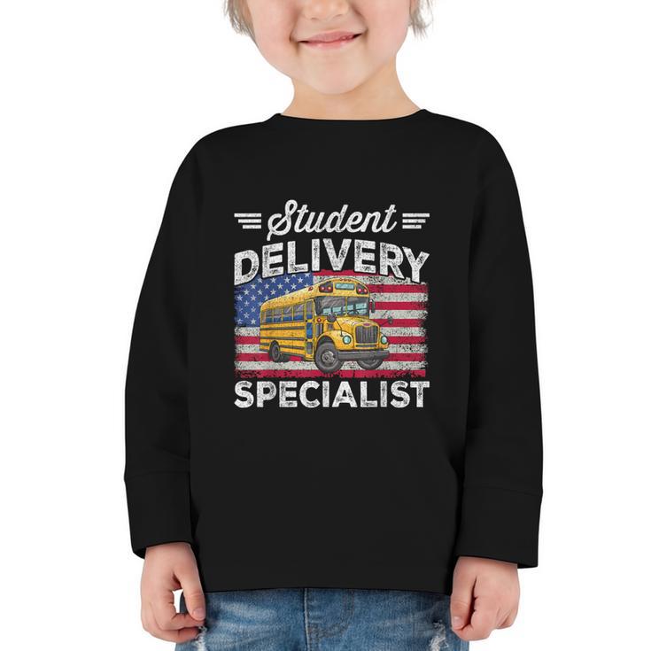 Students Delivery Specialist Back To School Bus Driver Graphic Toddler Long Sleeve Tee