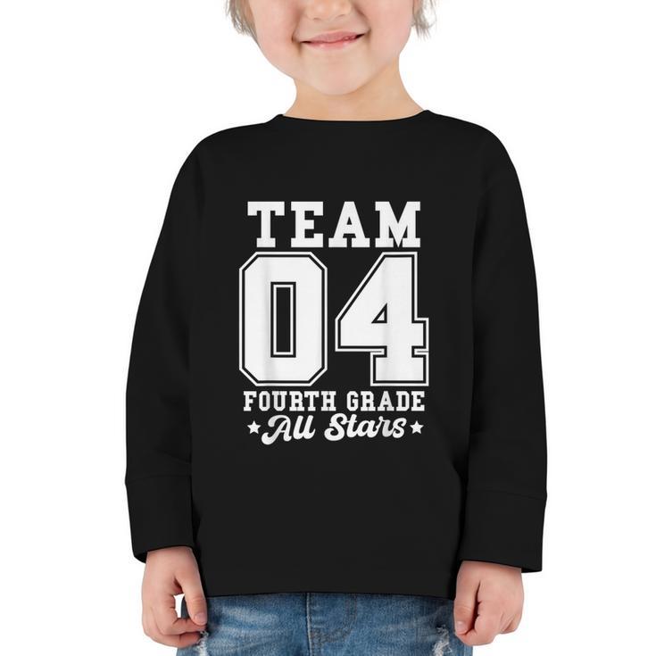 Team 4th Grade All-Stars Back To School Sports Jersey Graphic Toddler Long Sleeve Tee