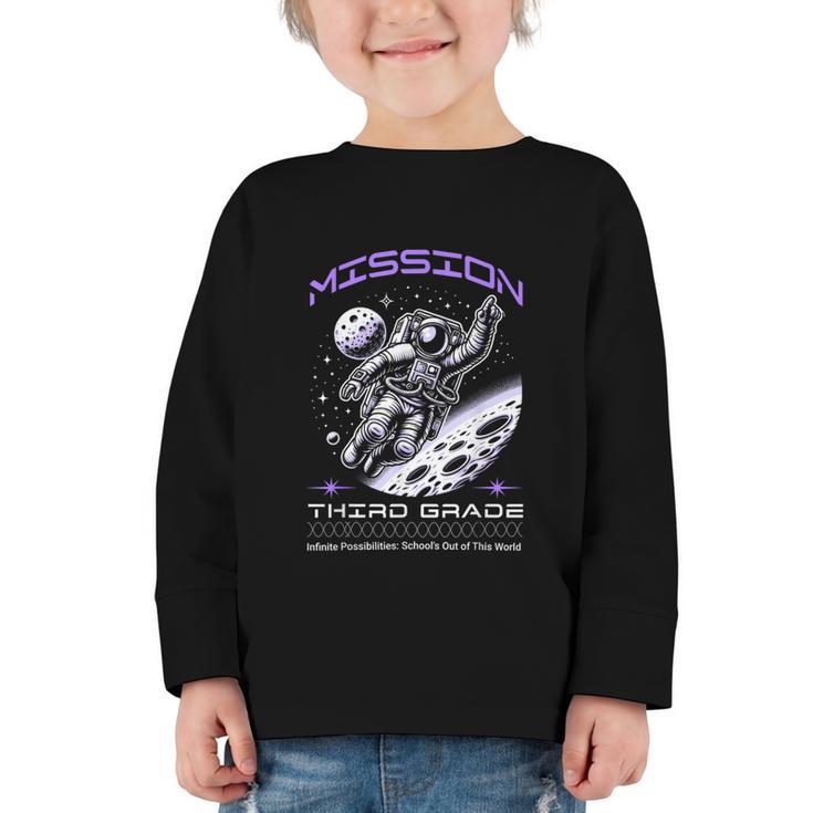 Third Grade Back To School Space Rocket Astronaut Graphic Toddler Long Sleeve Tee