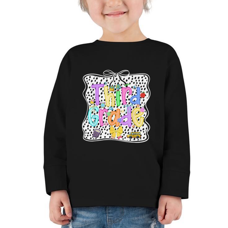 Third Grade Dalmatian Dots 3rd Grade Back To School Girls Graphic Toddler Long Sleeve Tee