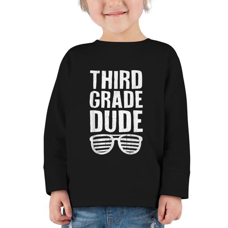 Third Grade Dude First Day Back To School Boys Kids Graphic Toddler Long Sleeve Tee