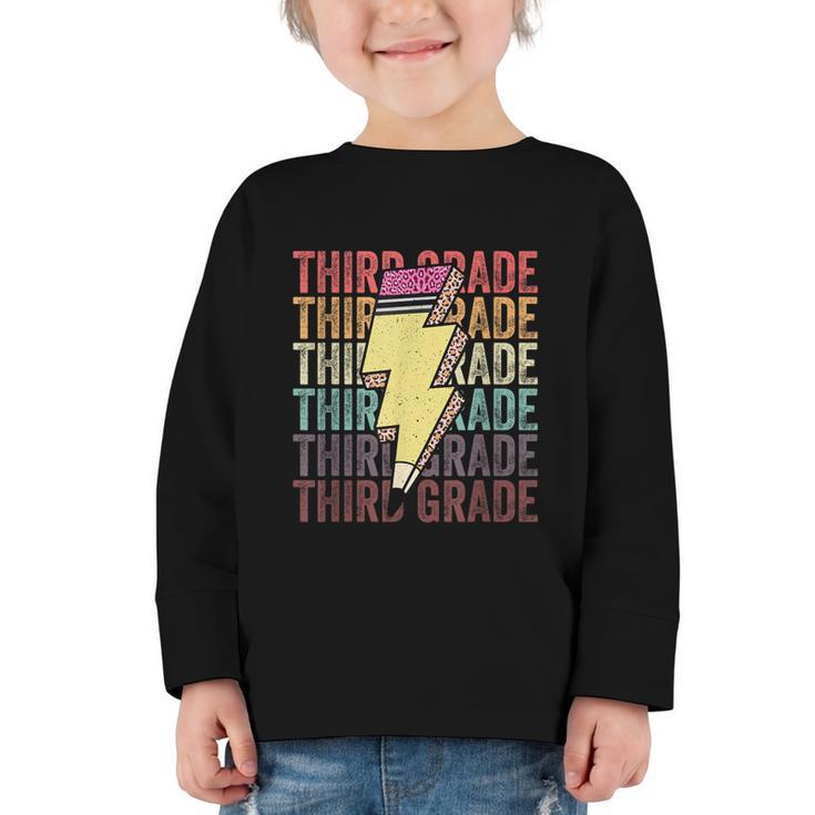 Third Grade Lightning Bolt Pencil 1st Day Of Back To School Graphic Toddler Long Sleeve Tee