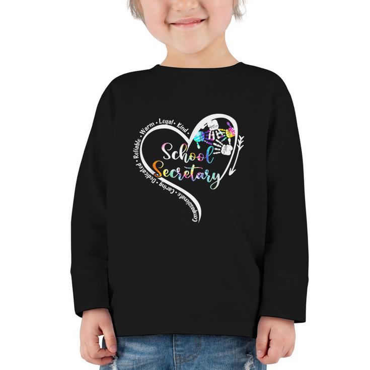 Tie Dye Heart School Secretary Life Tee Cute Back To School Graphic Toddler Long Sleeve Tee