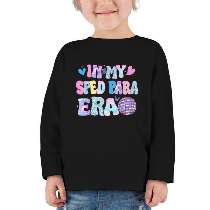 Tie Dye Leopard Back To School In My Sped Para Era Graphic Toddler Long Sleeve Tee