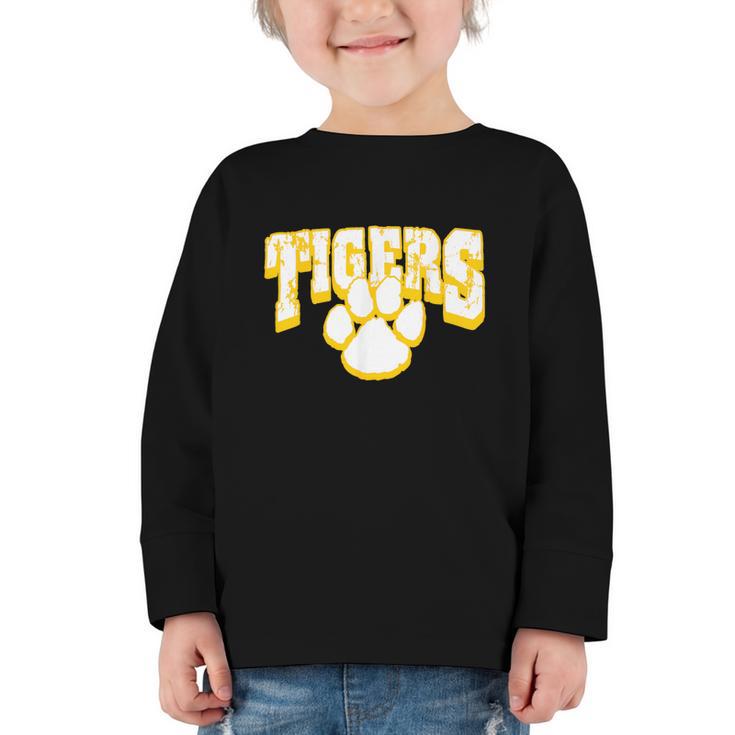 Tigers School Spirit Back To School Y Graphic Toddler Long Sleeve Tee