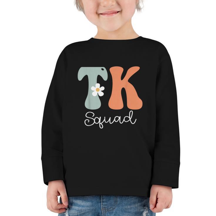 TK Squad Groovy Women Appreciation Day Hello Back To School Graphic Toddler Long Sleeve Tee