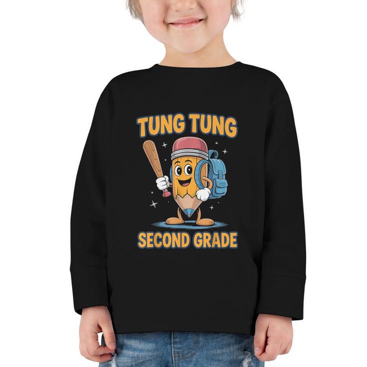 Tung Tung Sahur 2nd Grade Italian Brainrot Back To School Graphic Toddler Long Sleeve Tee