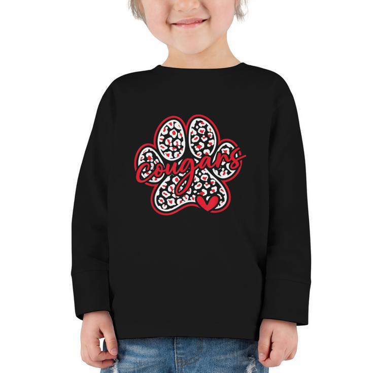 Vintage Cougars School Sports Team Spirit Back To School Graphic Toddler Long Sleeve Tee