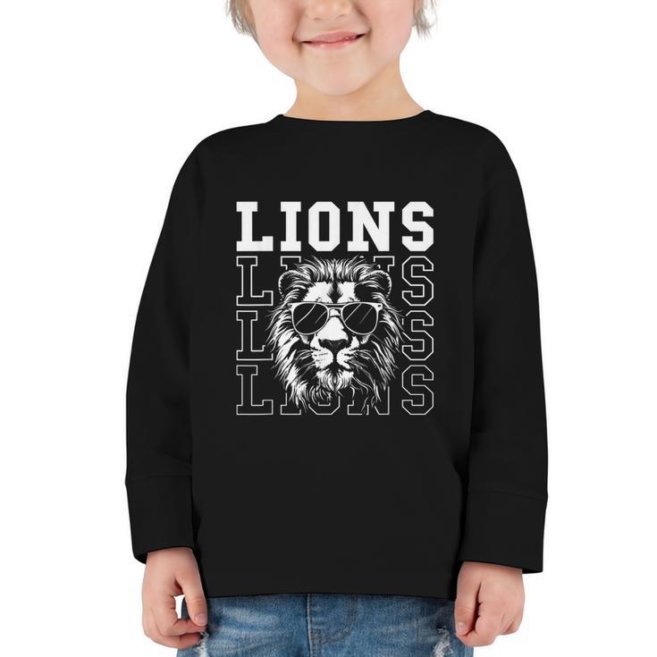 Vintage Lions School Spirit Fan Team Back To School Graphic Toddler Long Sleeve Tee
