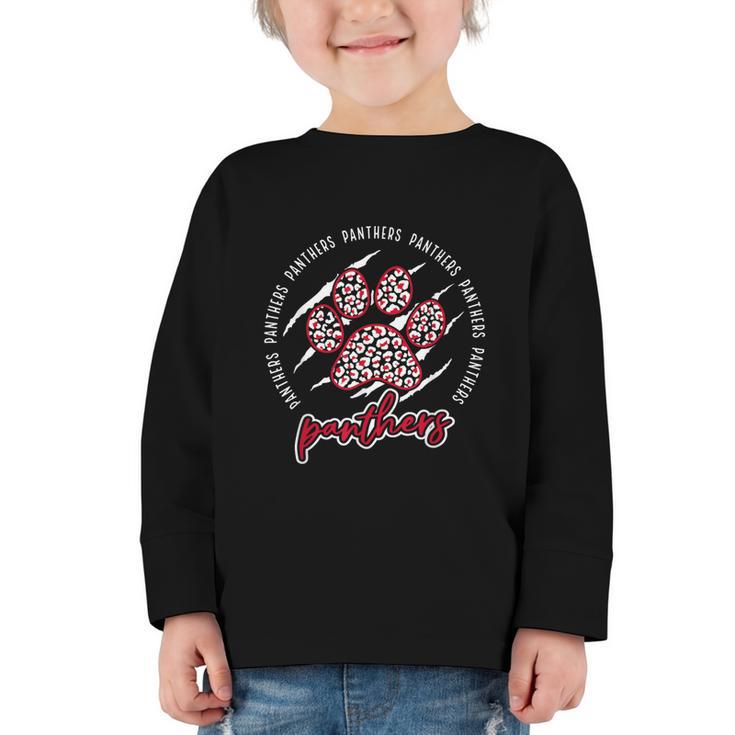 Vintage Panthers School Sports Name Spirit Back To School Graphic Toddler Long Sleeve Tee