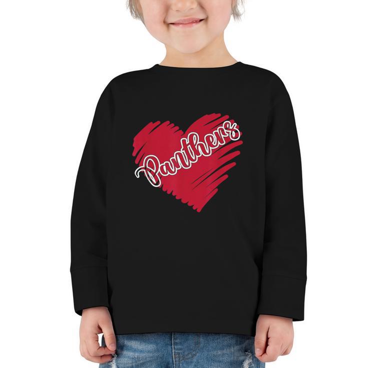 Vintage Panthers School Sports Name Spirit Go Back To School Graphic Toddler Long Sleeve Tee