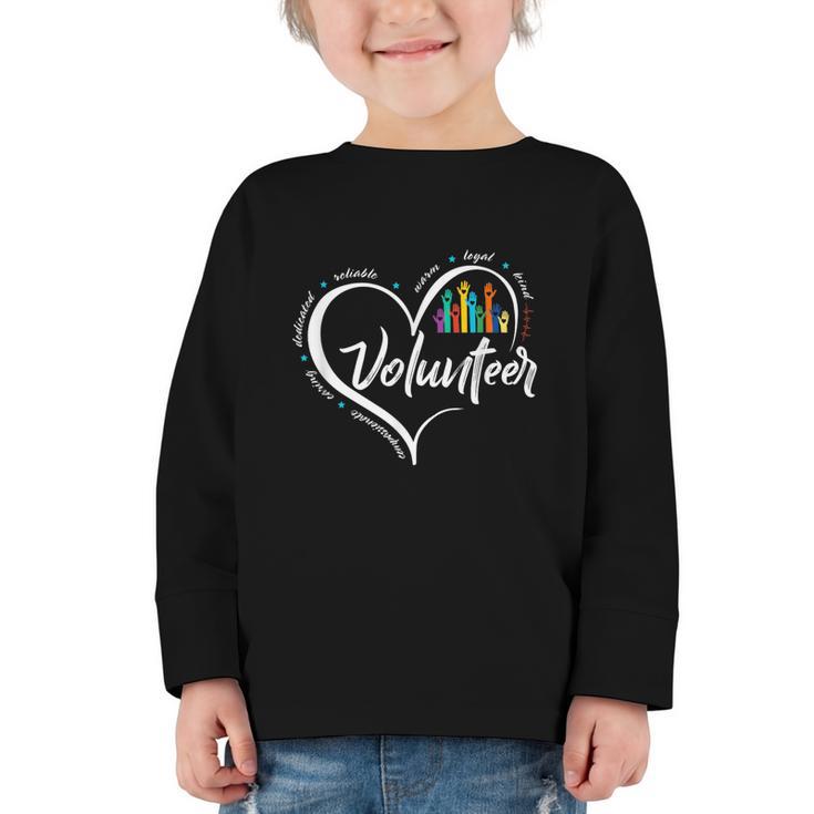 Volunteer Heart Back To School Art Vintage Graphic Toddler Long Sleeve Tee