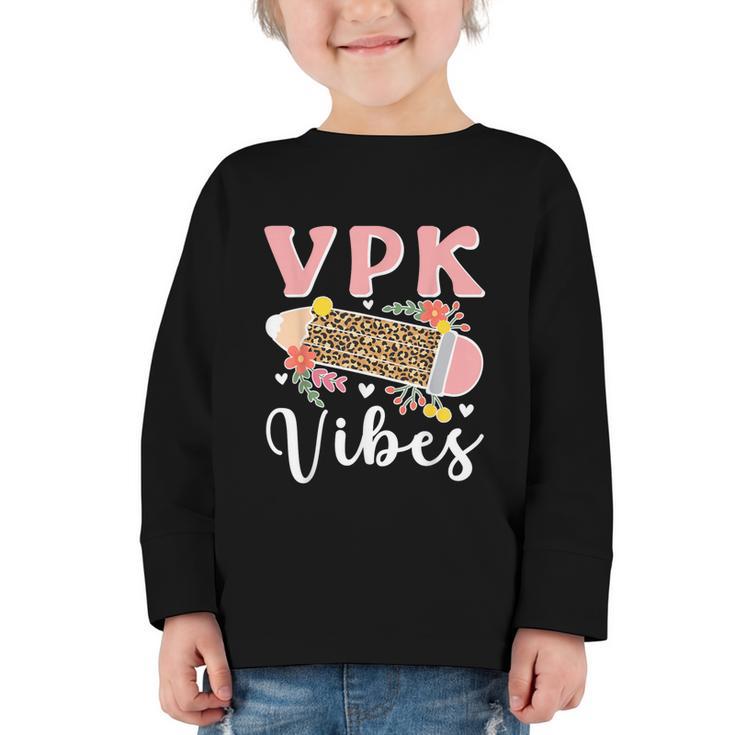 VPK Vibes First Day Of VPK Back To School Graphic Toddler Long Sleeve Tee