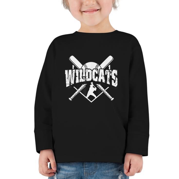 Wildcats Baseball Back To School Spirit Graphic Toddler Long Sleeve Tee