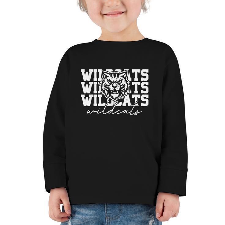 Wildcats School Spirit Fan Team Back To School Graphic Toddler Long Sleeve Tee