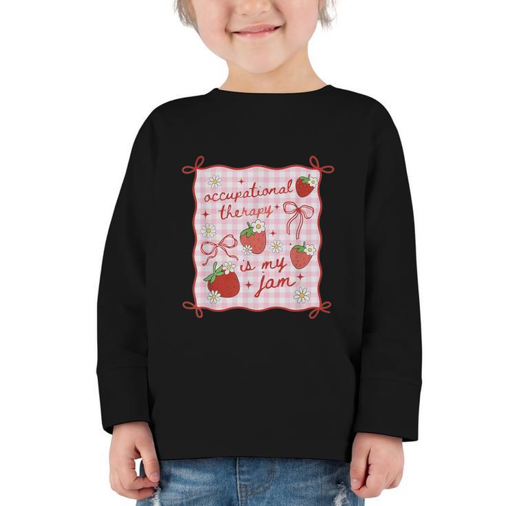 Women Occupational Therapy Cute Strawberry OT Back To School Graphic Toddler Long Sleeve Tee