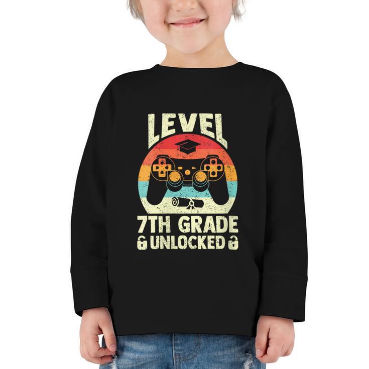 Women's Level 7th Grade Unlocked Back To School 7th Grade Boys Graphic Toddler Long Sleeve Tee