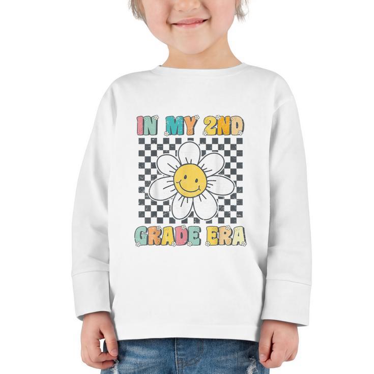 In My 2nd Grade Era Retro Groovy Second Grade Back To School Graphic Toddler Long Sleeve Tee