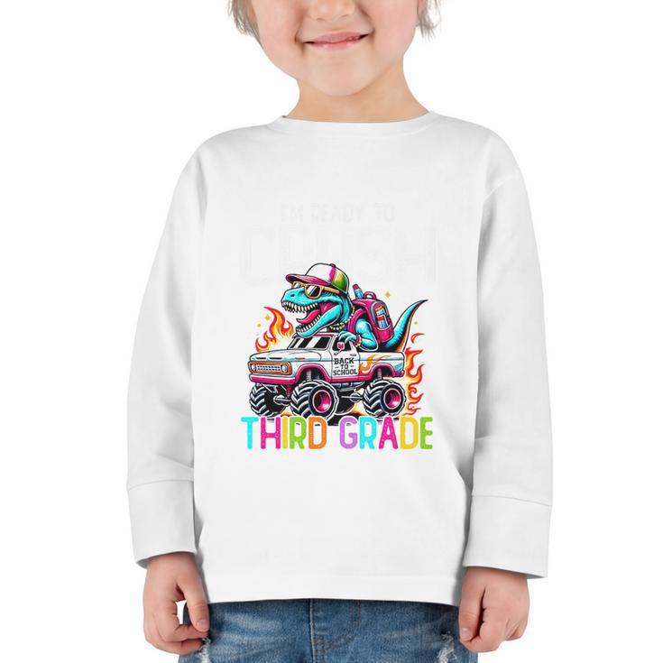 3rd Grade Back To School Kids Ready To Crush Third Grade Premium Tri-Blend Graphic Toddler Long Sleeve Tee