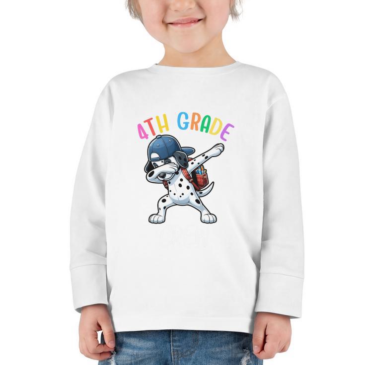4th Grade Crew Dalmatian Dog Dabbing Back To School Premium Tri-Blend Graphic Toddler Long Sleeve Tee