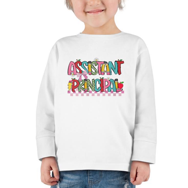 Assistant Principal Coquette Bow Pencil Cute Back To School Graphic Toddler Long Sleeve Tee