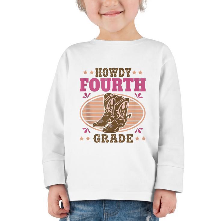 Back To School Howdy Fourth Grade Girls Graphic Toddler Long Sleeve Tee