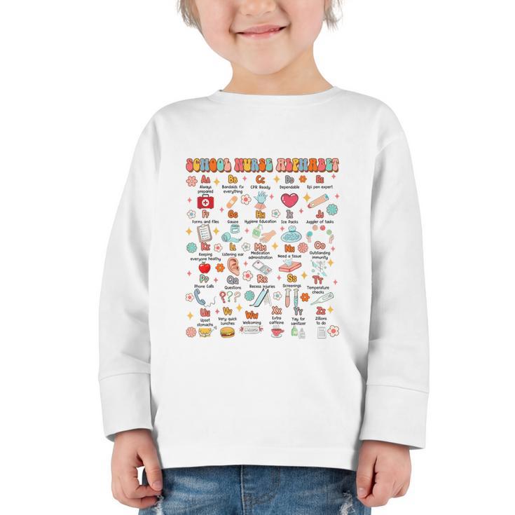 Back To School School Nurse Alphabet School Nurse Life Graphic Toddler Long Sleeve Tee Back To School School Nurse Alphabet School Nurse Life Graphic Toddler Long Sleeve Tee