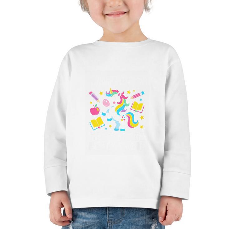 Back To School Unicorn First Grade Here I Come Premium Tri-Blend Graphic Toddler Long Sleeve Tee
