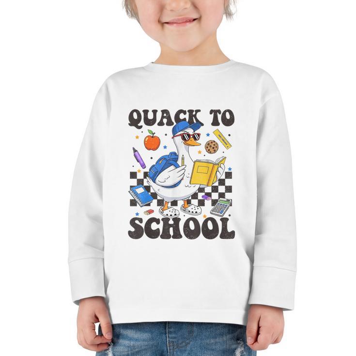 Boys Kid Back To School Goose Quackers Quack To School Graphic Toddler Long Sleeve Tee